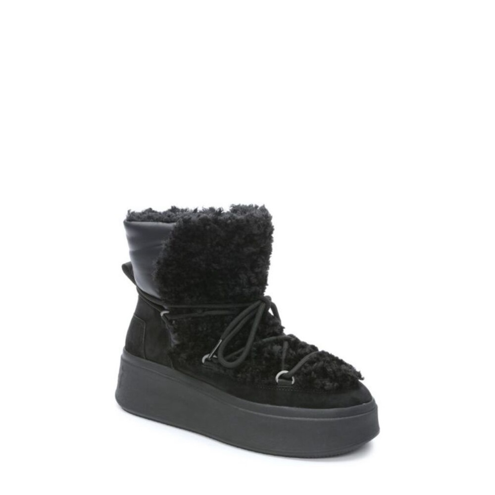 ASH Women's Black Shearling Platform Snow Boots